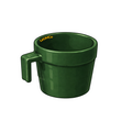 Green mug with handle on a white background