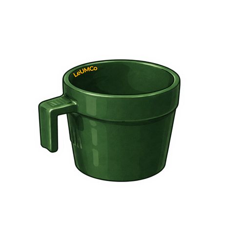 Green mug with handle on a white background