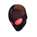 Black alien mask with red eyes on a white background. bad bunny.