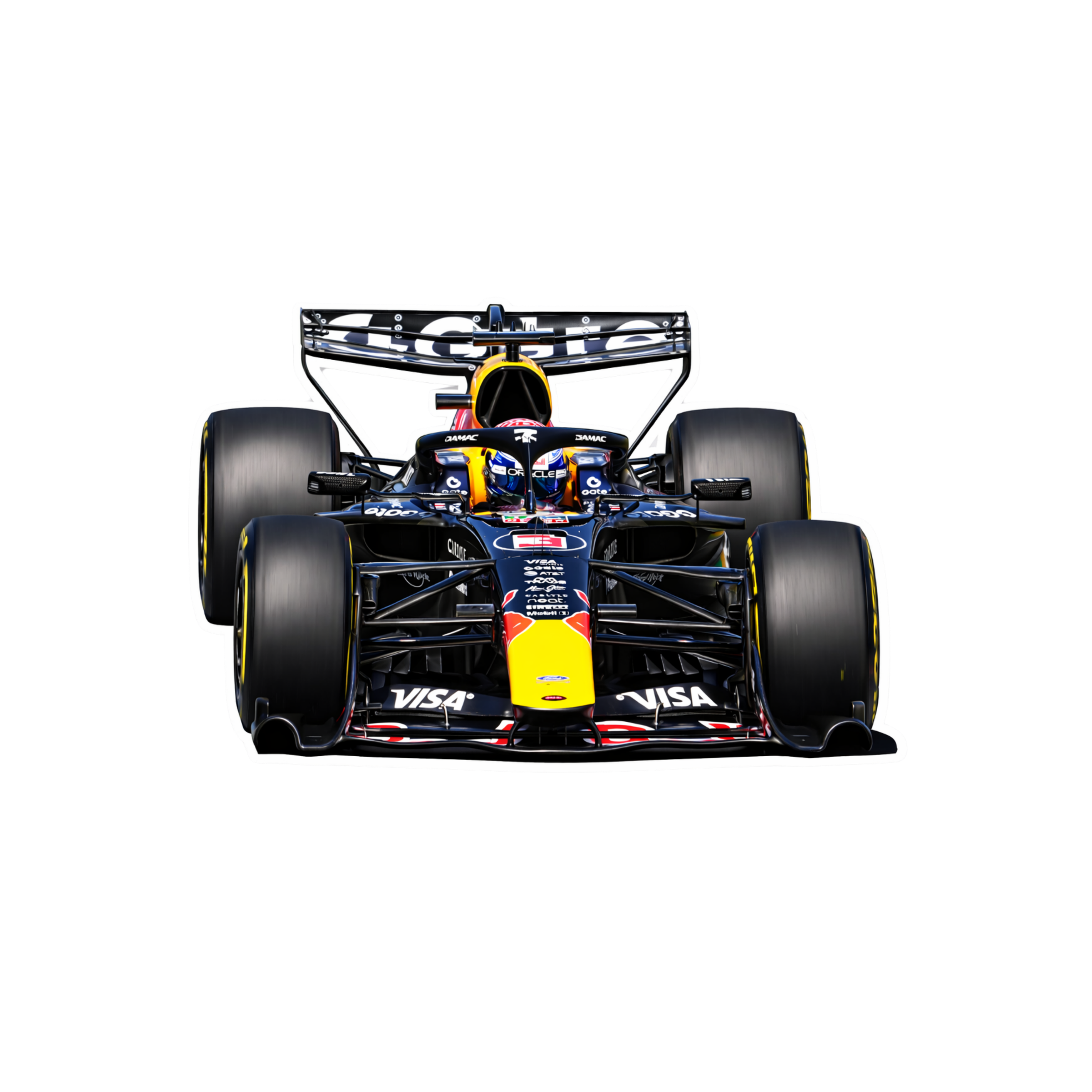 F1 car with Visa branding on a white background