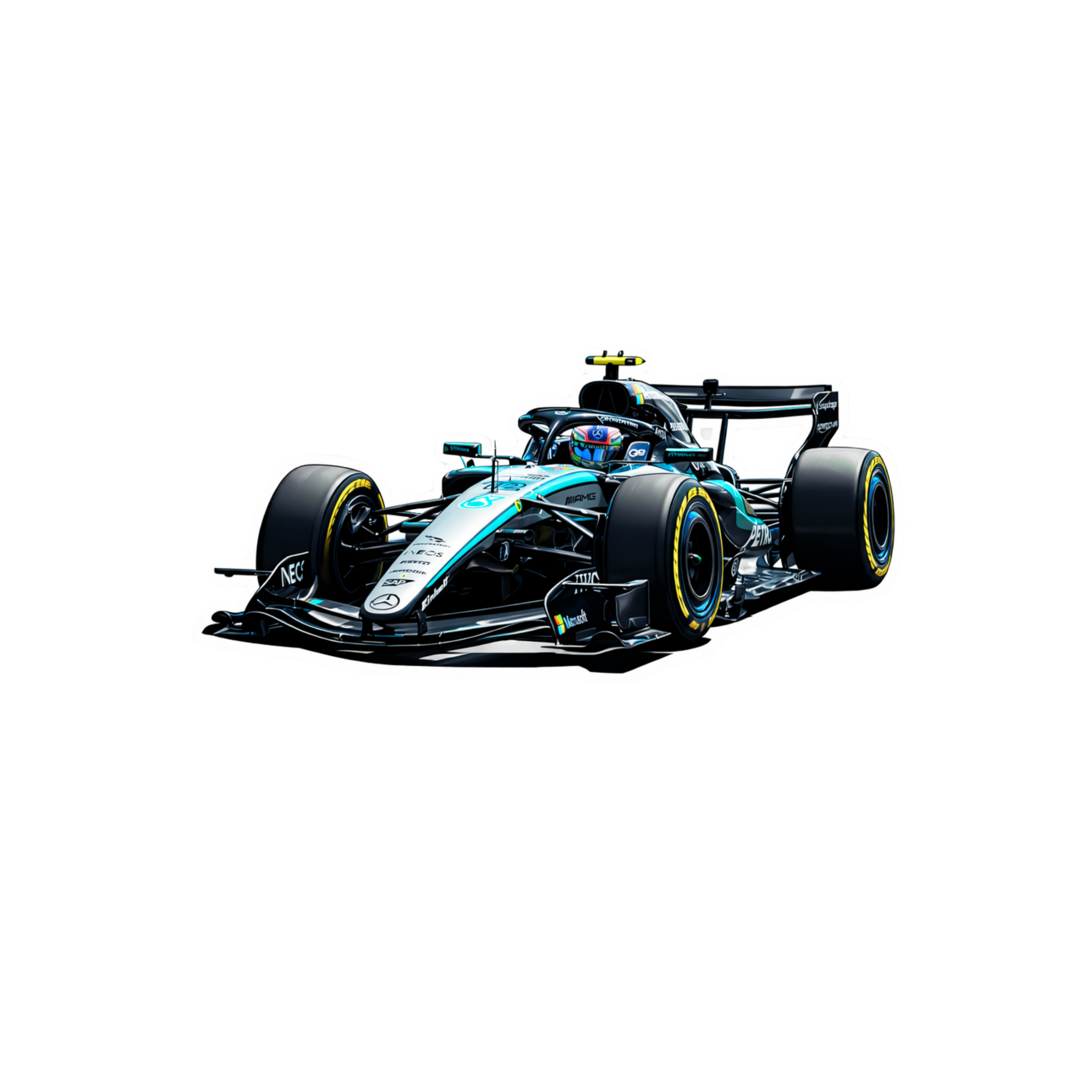 F1 car on a white background