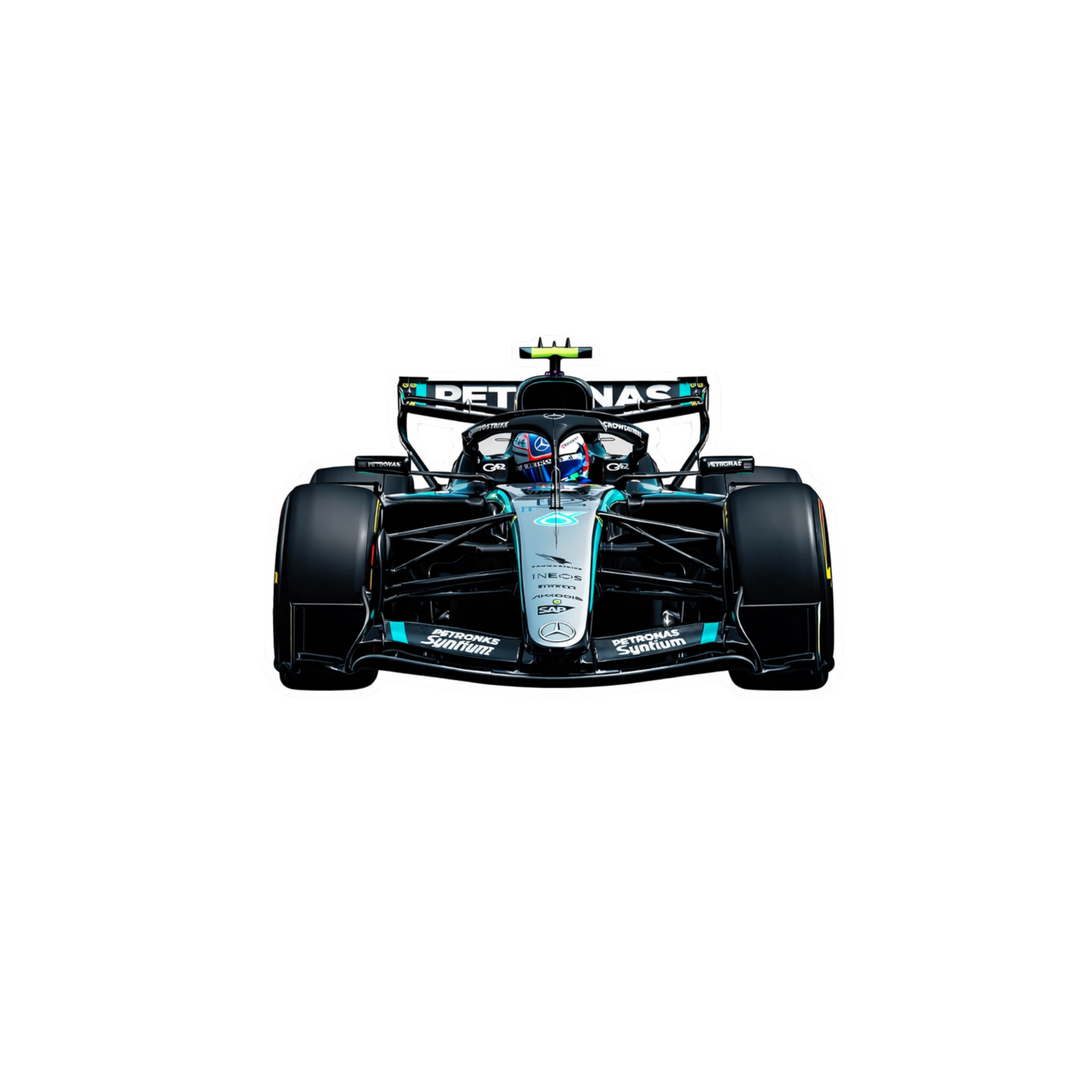 Formula 1 car on a white background